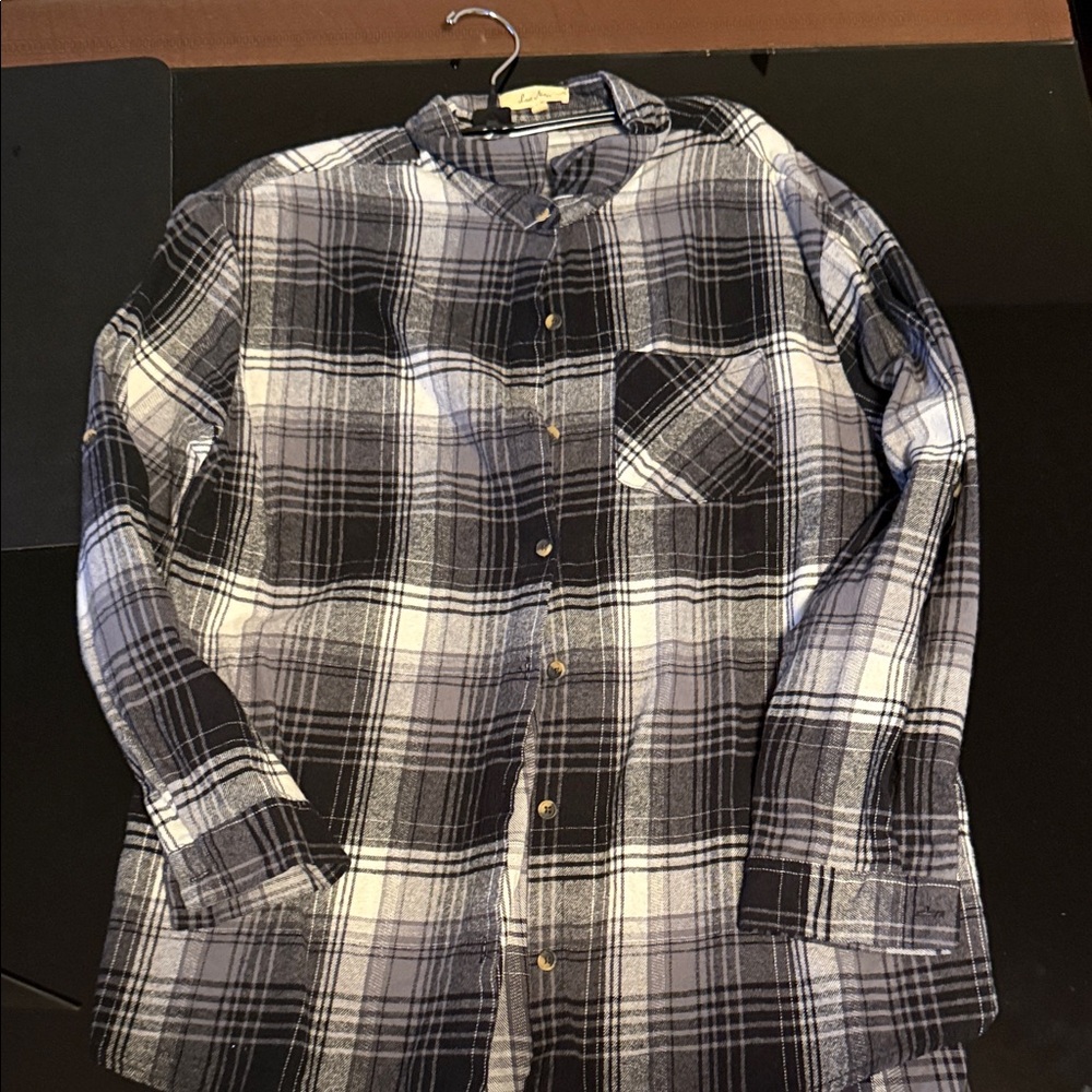 Love Notes Monochrome Plaid Button Down Shirt